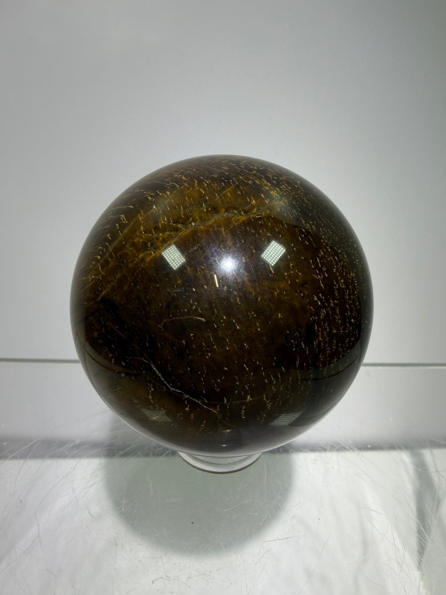 Blue Tigers Eye Sphere. Rare Blue And Gold Hawks Eye Crystal. Beautiful Colors And Flash