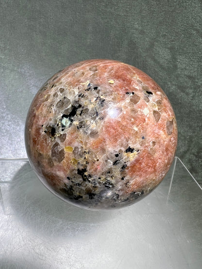 Sunstone Crystal Sphere. 76mm. Gorgeous Confetti Sunstone Sphere. High Quality Display Crystal