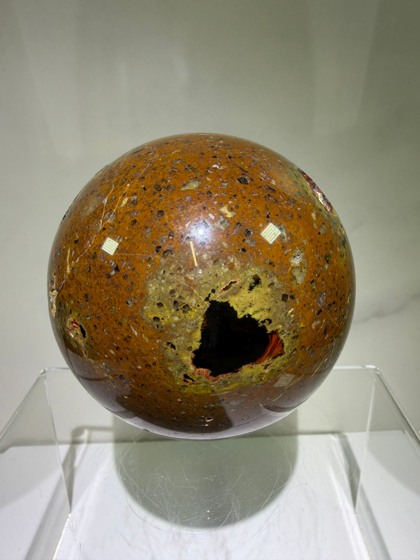 Red Fox Agate Sphere. 74mm. Amazing Druzy Crater Agate From Argentina. Rare Botryoidal Nodules