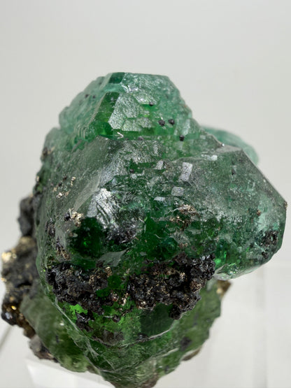 Green Fluorite And Pyrite Specimen From The Famous Milpo Mine In Peru. High Quality Rare Fluorite Specimen. Gorgeous Display Crystal