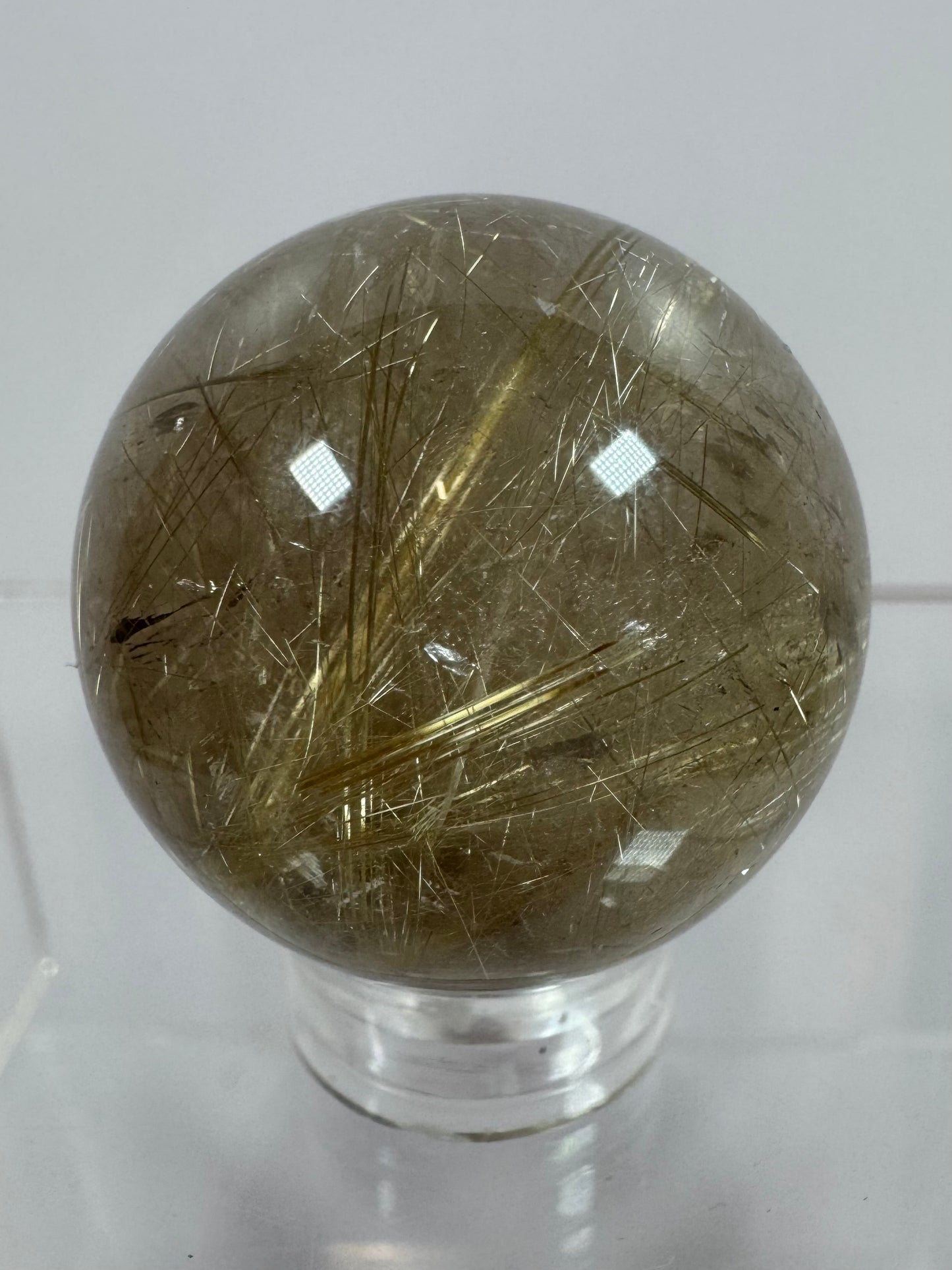 Rutile Quartz Sphere. Amazing Rare Rutile Flowers. Small But Mighty!