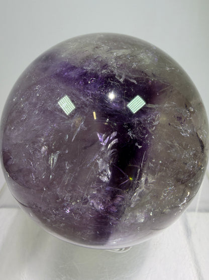 Phantom Amethyst Sphere. 74mm. Gorgeous Amethyst With Nice Rainbows. Amazing Display Sphere.