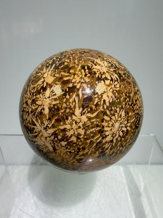 Starburst Jasper Sphere: 59mm. Rare Chrysanthemum Jasper Display Sphere. High Quality Unique Crystal