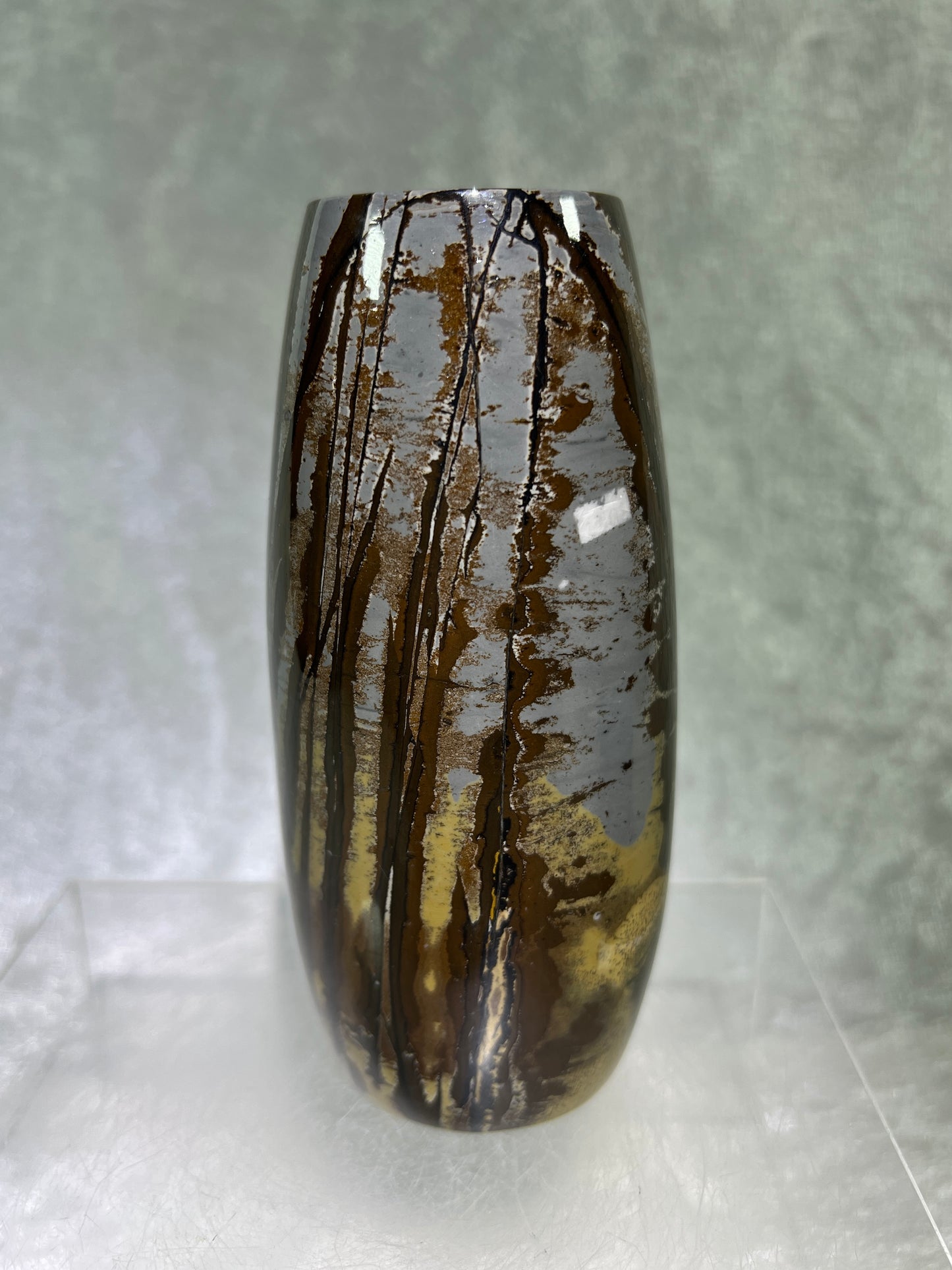 Picture Jasper Flower Vase. Gorgeous All Natural Scenic Jasper. Incredible Piece Of Art.