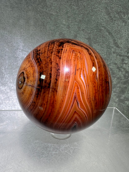 Silk Agate Sphere. 64mm. Amazing Banded Agate From Madagascar. Gorgeous Colors And Patterns On This Display Sphere.