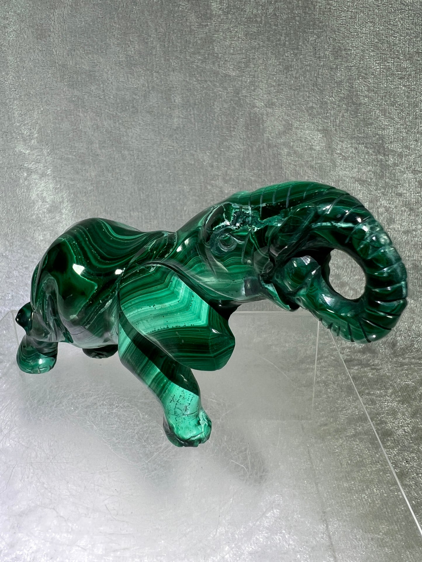 Malachite Elephant Carving From Africa. Amazing Piece Of Art For Your Collection