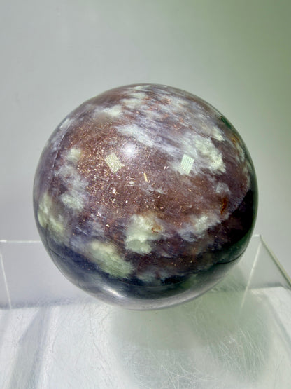 Bloodshot Iolite Sphere. 67mm. Rare Galaxy Iolite Sunstone Display Sphere. Amazing And Colorful Flash!