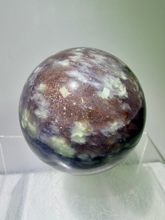 Bloodshot Iolite Sphere. 67mm. Rare Galaxy Iolite Sunstone Display Sphere. Amazing And Colorful Flash!