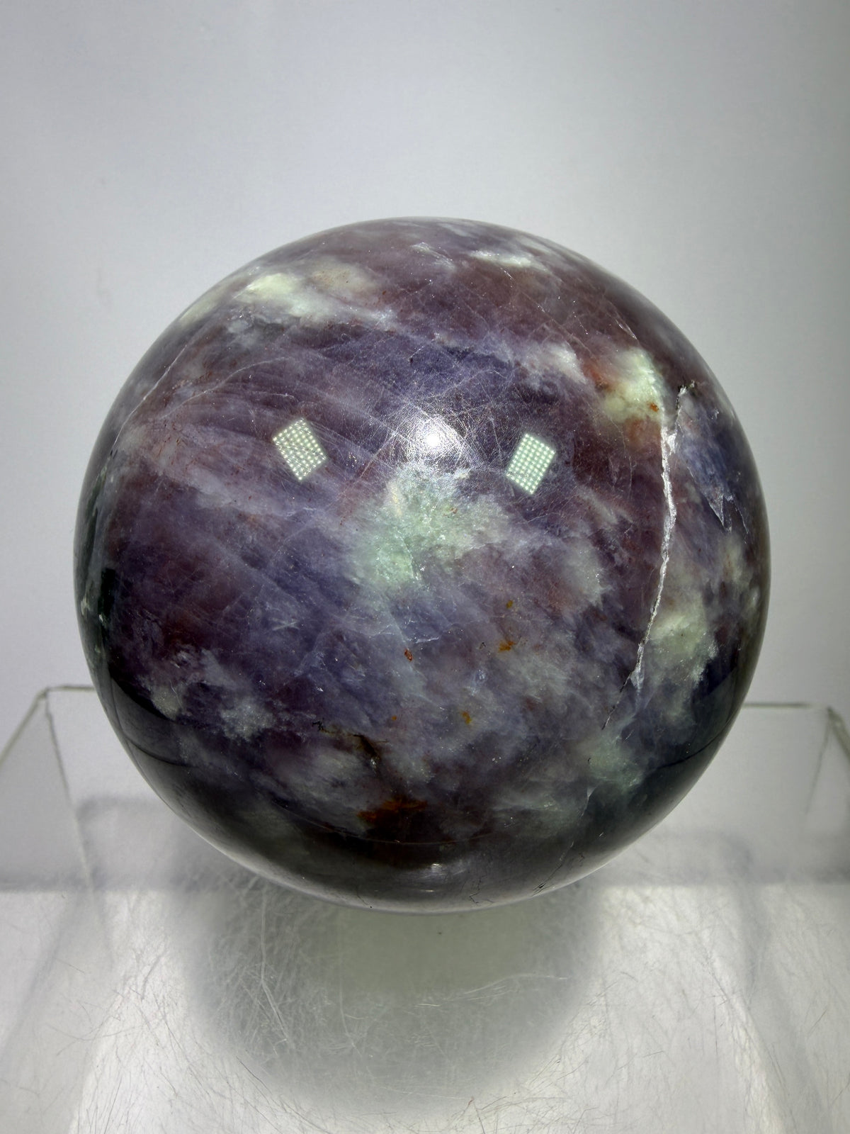 Bloodshot Iolite Sphere. 67mm. Rare Galaxy Iolite Sunstone Display Sphere. Amazing And Colorful Flash!