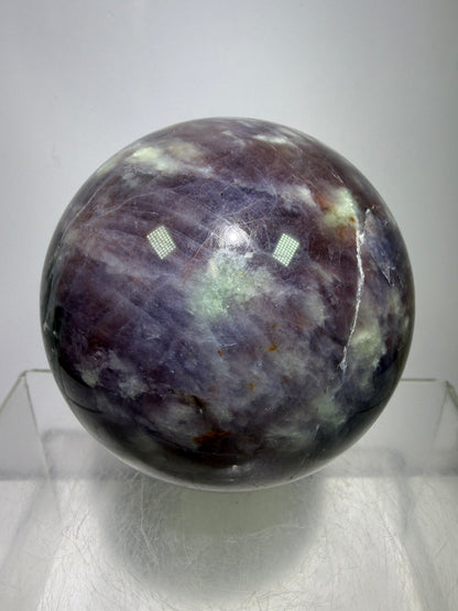 Bloodshot Iolite Sphere. 67mm. Rare Galaxy Iolite Sunstone Display Sphere. Amazing And Colorful Flash!