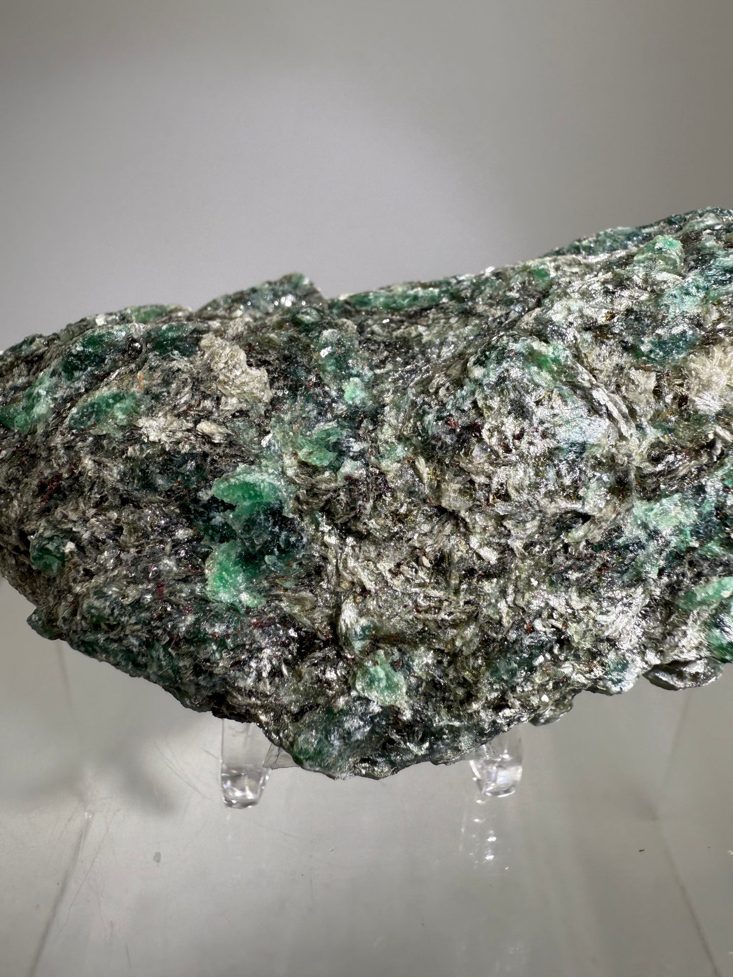 Emerald Mica In Matrix Specimen. Incredible Chrome Muscovite From Zimbabwe. Beautiful One Of A Kind Rare Crystal