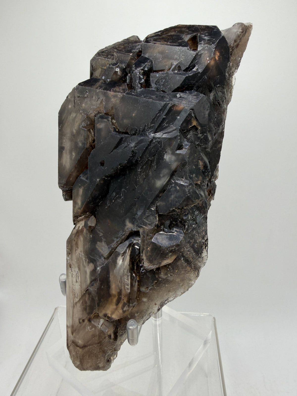 Elestial Quartz Specimen. High Quality Smoky Quartz Cluster. Amazing Colors, Excellent Windows, And Gorgeous Rainbows!