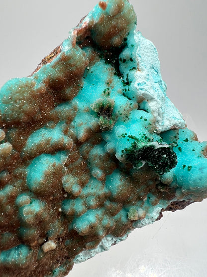 Chrysocolla, Copper, And Malachite Specimen. Rare Druzy Copper On Chrysocolla. Gorgeous High Quality Display Crystal.