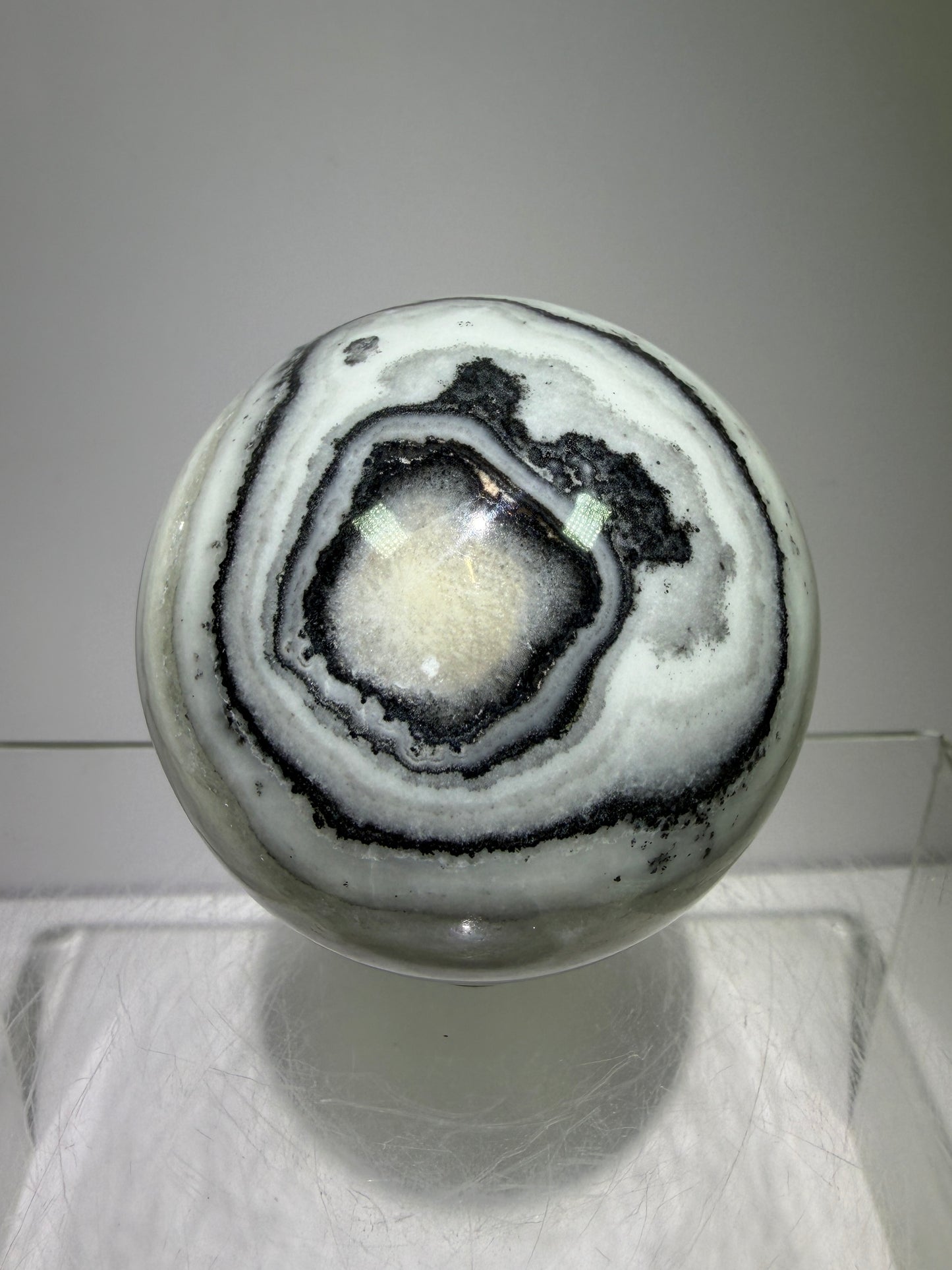 Banded Zebra Calcite Sphere. 55mm. Gorgeous Calcite Display Sphere. Rare Colors With Stunning Patterns