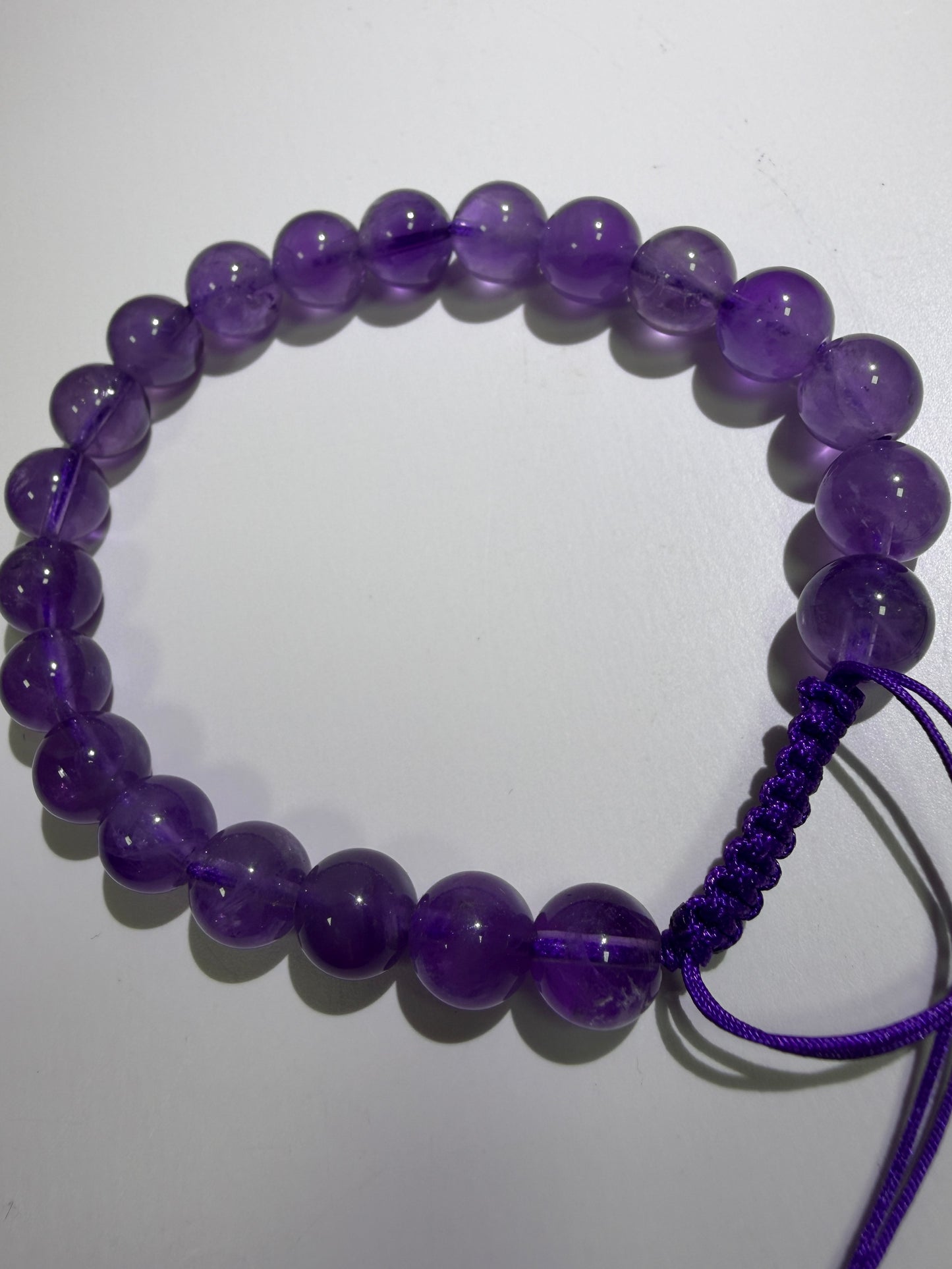Amethyst Bead Bracelet. 8mm. Gorgeous Crystal Bracelet With Adjustable Band