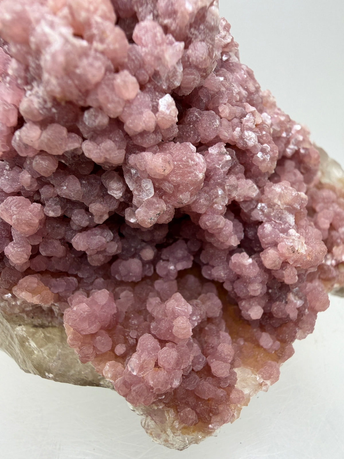 Pink Botryoidal Lepidolite And Tourmaline On A Citrine Matrix. Very Rare High Quality Specimen From Brazil. Gorgeous Large Pink Grape Agate