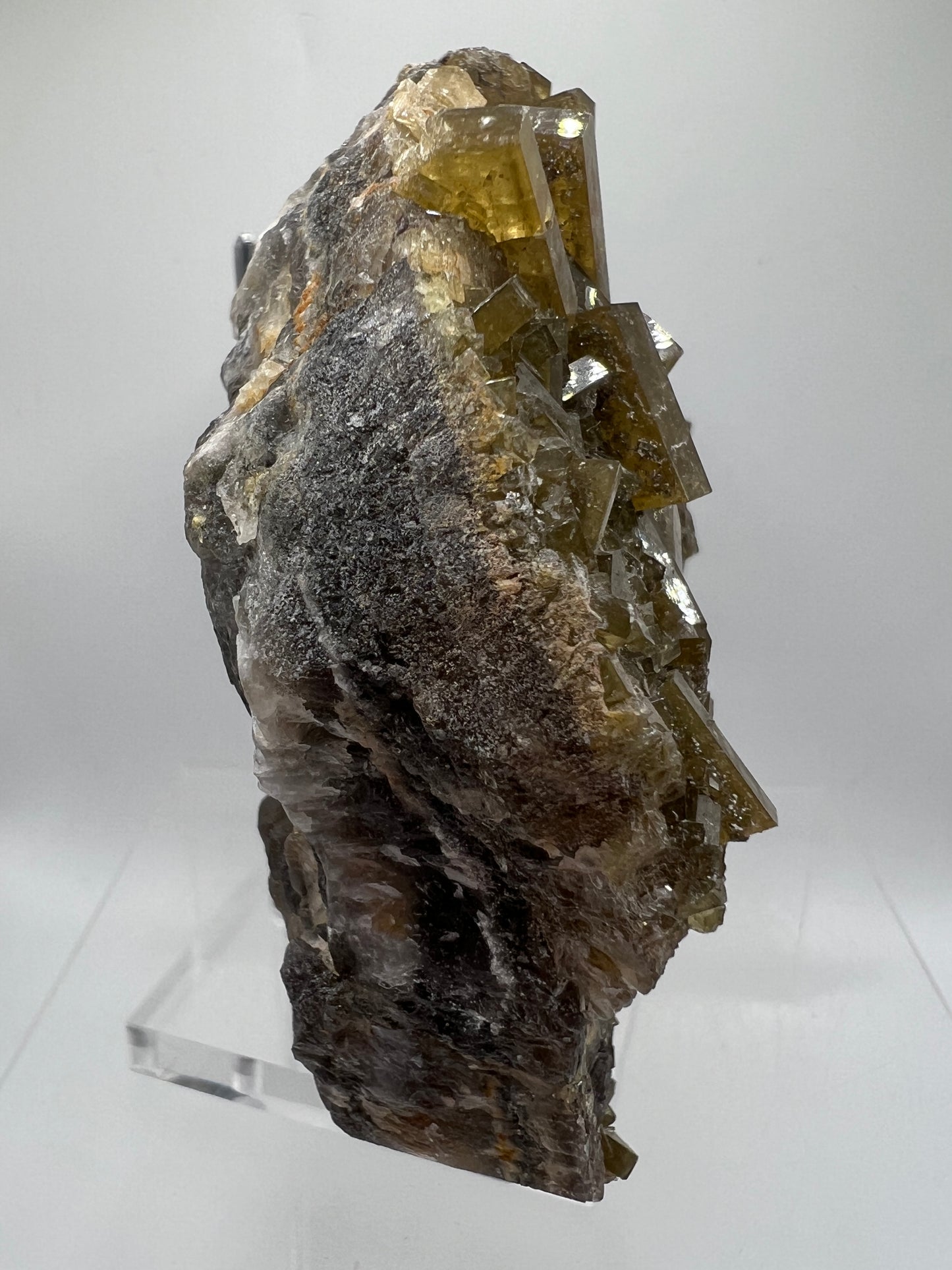 Golden Yellow Barite On A Fluorite Matrix. XL Stunning Mixed Mineral Specimen. Amazing Botryoidal Fluorite.