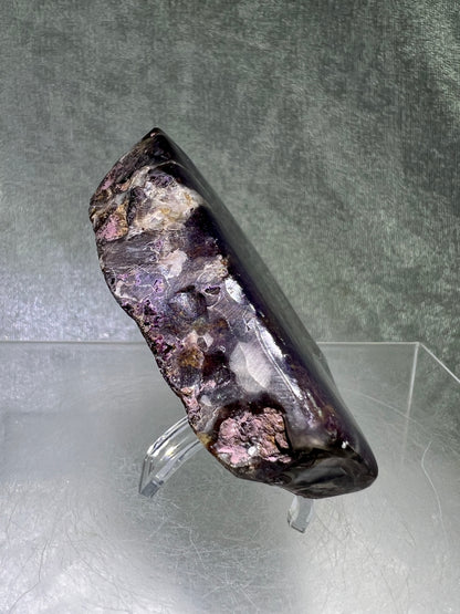 Purpurite Crystal Slab. Stunning Purpurite Freeform With A Resin Coating. Gorgeous Intense Purple Flash!
