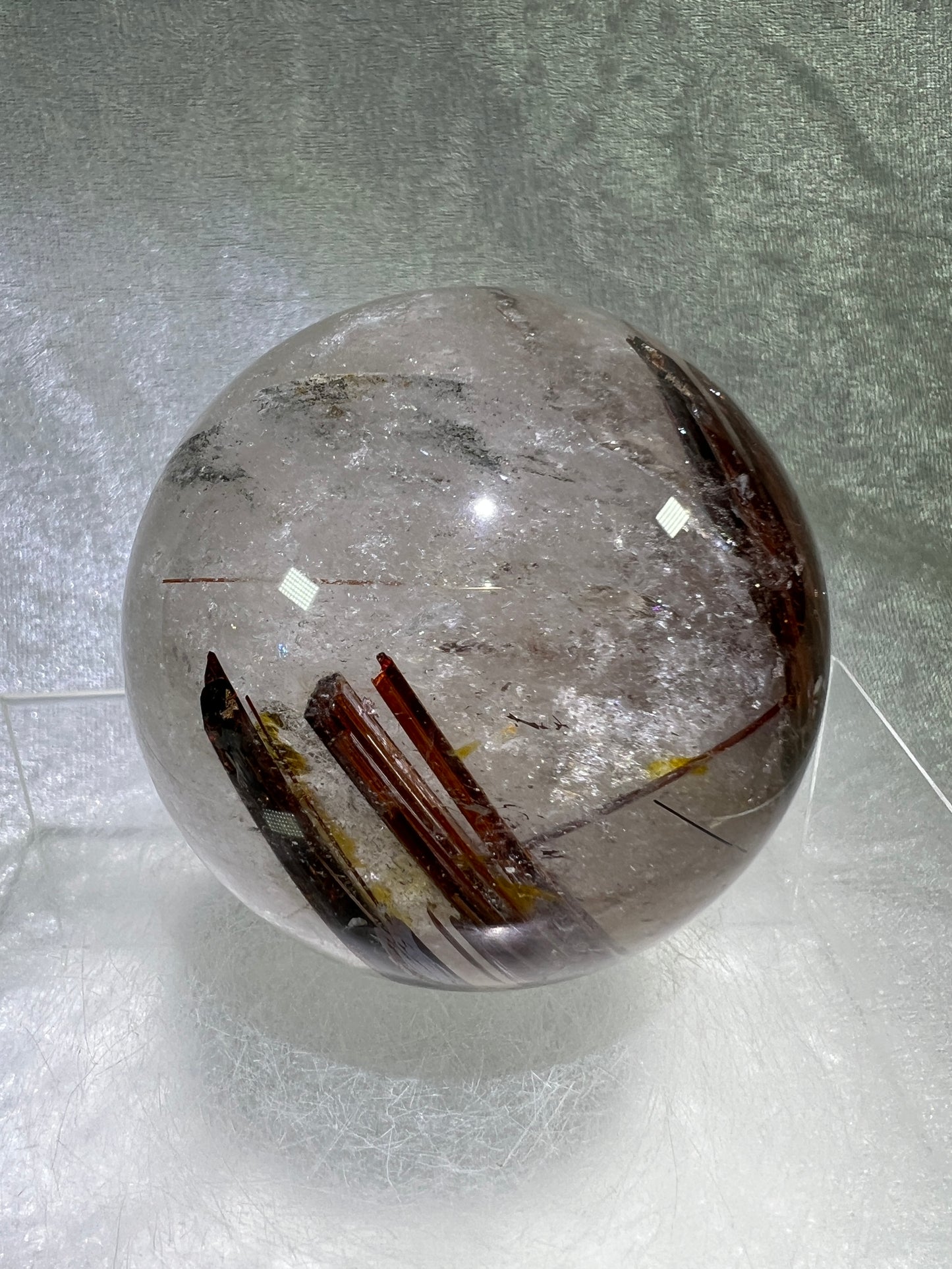 Copper Rutile Quartz Sphere. 72mm. Gorgeous Rare Copper Rutilated Quartz. Stunning Display Sphere
