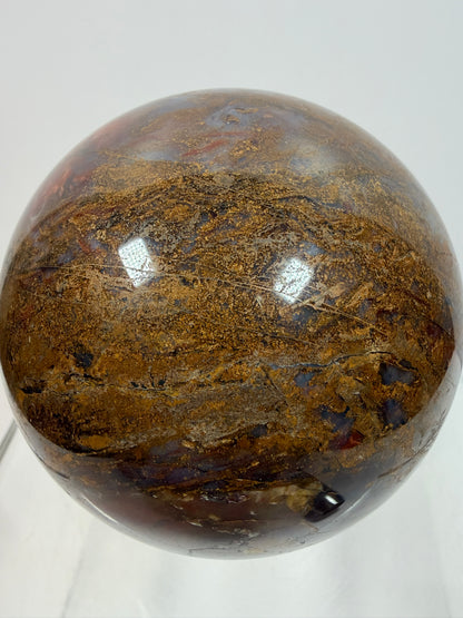 Pietersite Crystal Sphere. 72mm. Gorgeous Rare Red Pietersite Crystal. High Quality Display Sphere With Beautiful Flash.