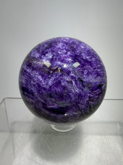 Charoite Crystal Sphere. 50mm. High Quality Beautiful Crystal. Amazing Patterns And Flash. Stunning Rare Crystal