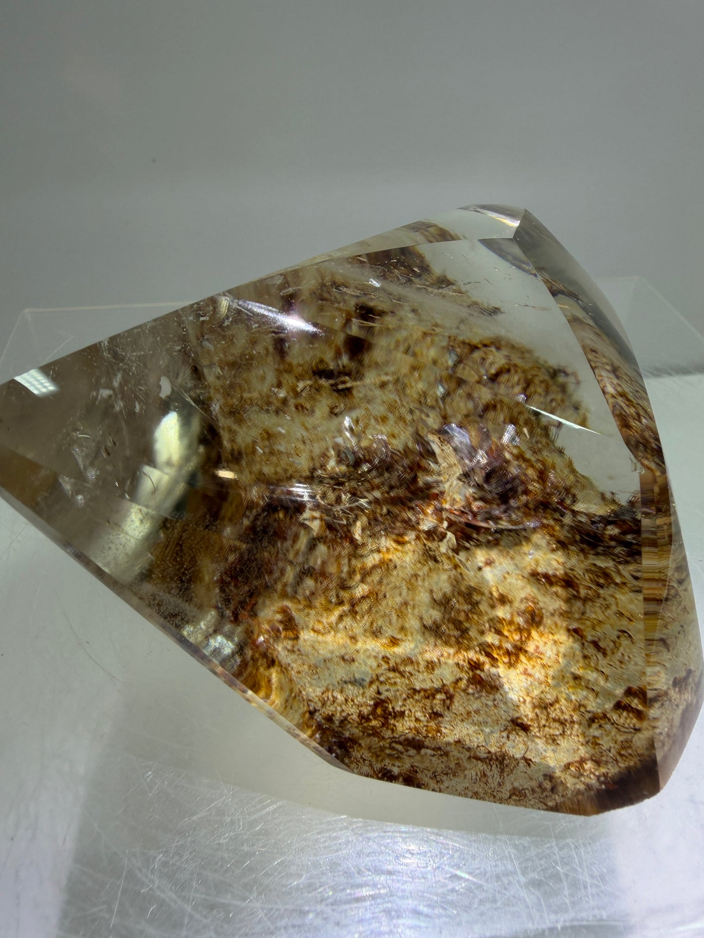 Garden Quartz Polished Freeform. Gorgeous Red And Yellow Landscape Quartz From Brazil. Very High Quality Lodolite Freeform.