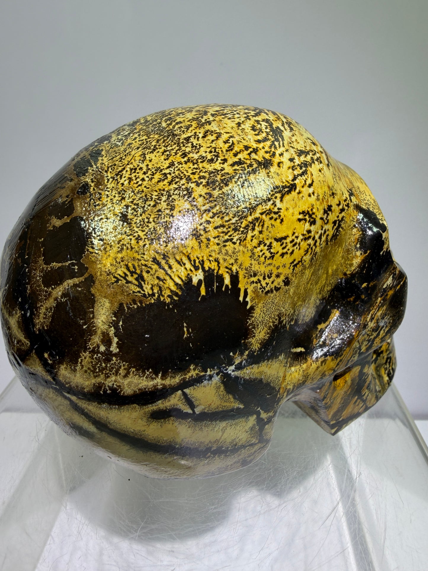 Picture Jasper Skull Carving: Amazing Large Scenic Jasper Carving. Gorgeous Color Combination And Patterns