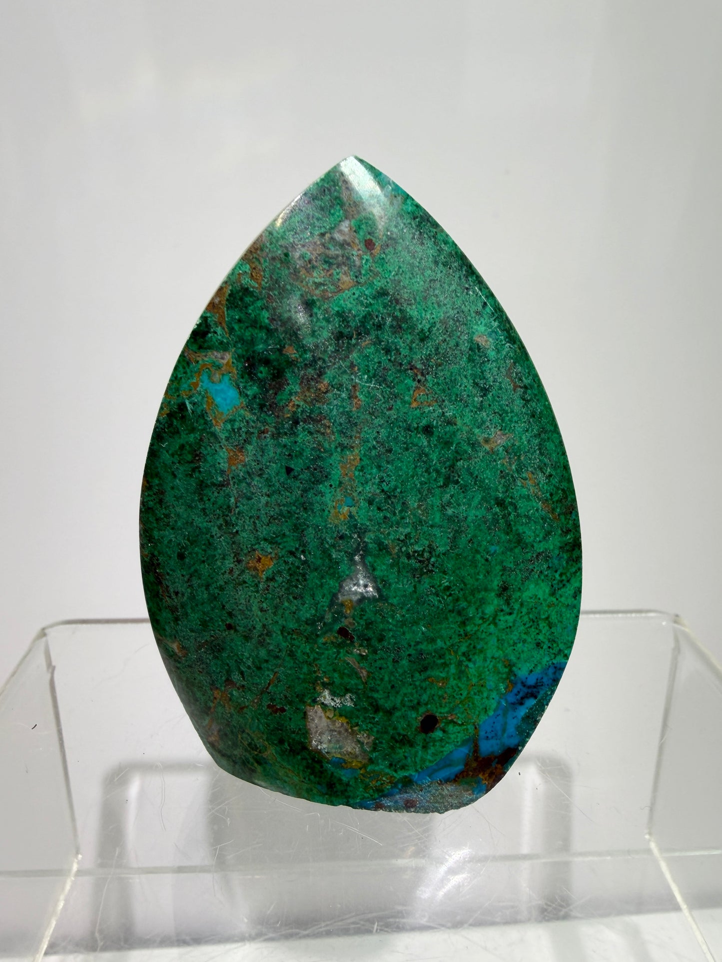 Chrysocolla And Malachite Flame From Peru. Stunning Display Crystal. High Quality Flame With Gorgeous Colors.
