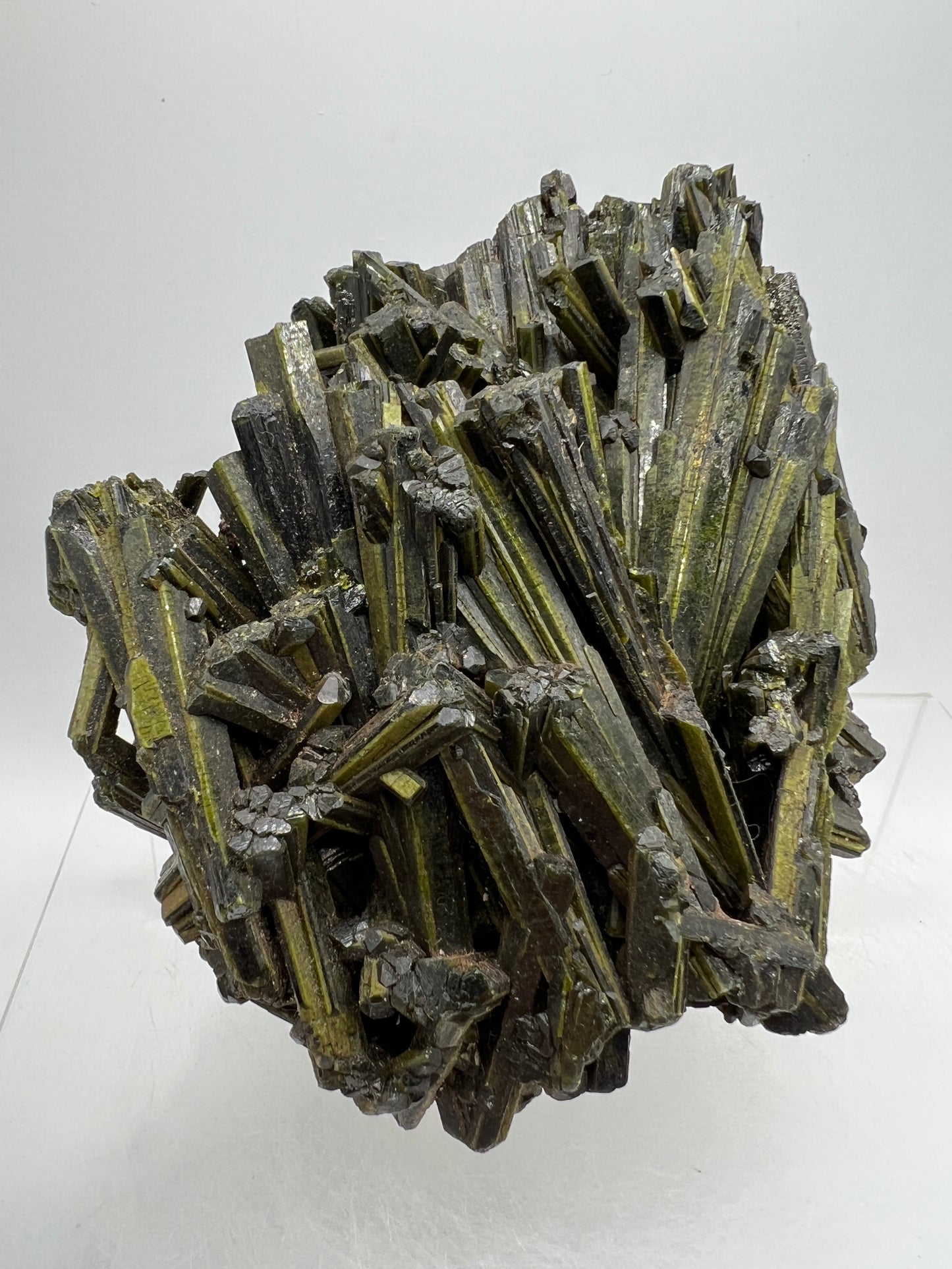 Green Tourmaline Cluster. Gorgeous Rare Tourmaline Specimen. Amazing Mineral Display Crystal.