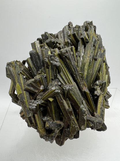 Green Tourmaline Cluster. Gorgeous Rare Tourmaline Specimen. Amazing Mineral Display Crystal.