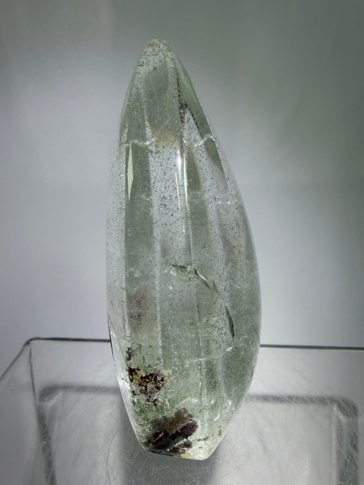 Garden Quartz Crystal Flame. Amazing Landscape And Green Phantoms. Rare Lodolite Quartz Flame