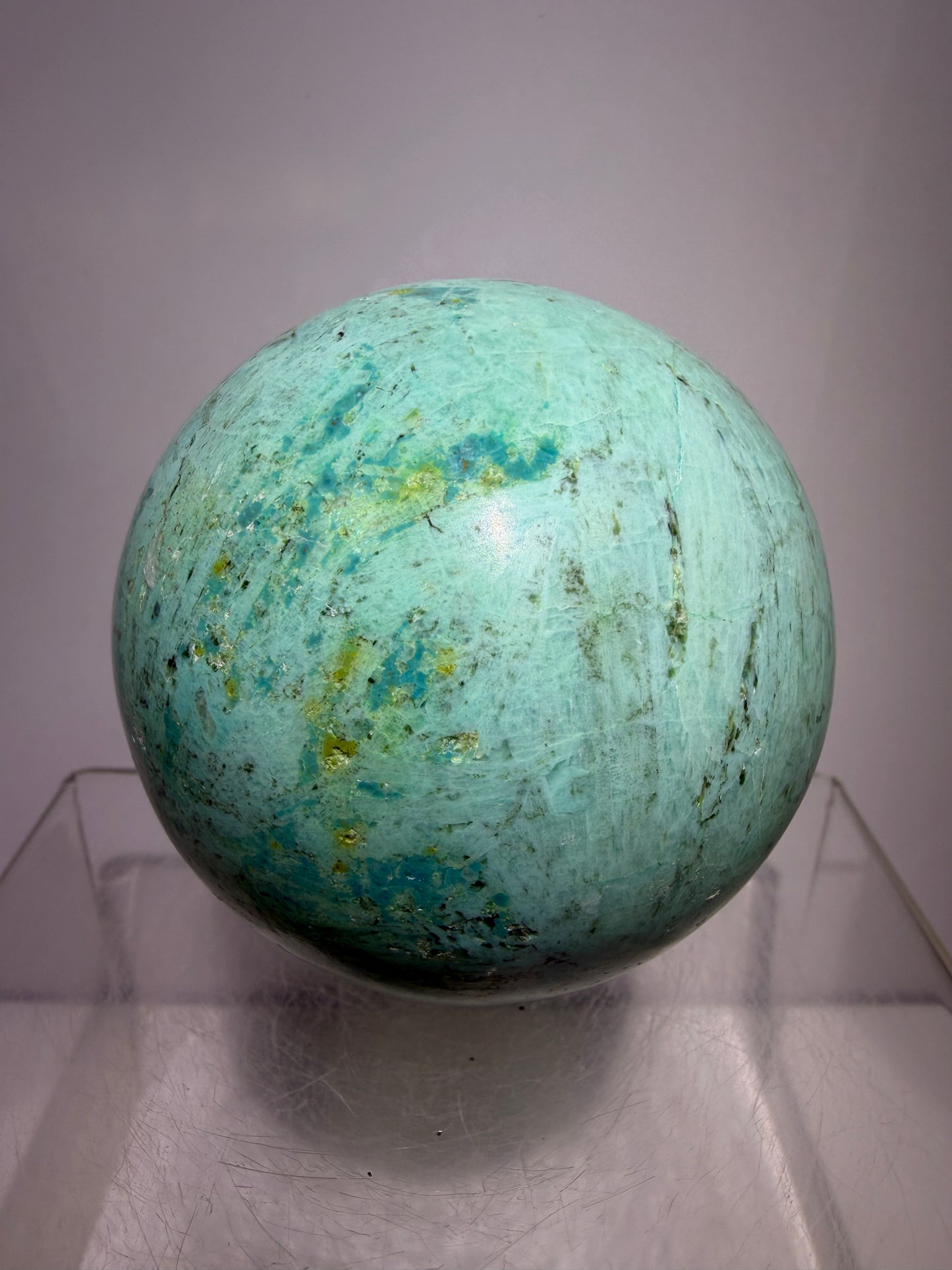 Chrysocolla Turquoise Sphere. 68mm. Beautiful Peruvian Turquoise. Amazing Display Sphere