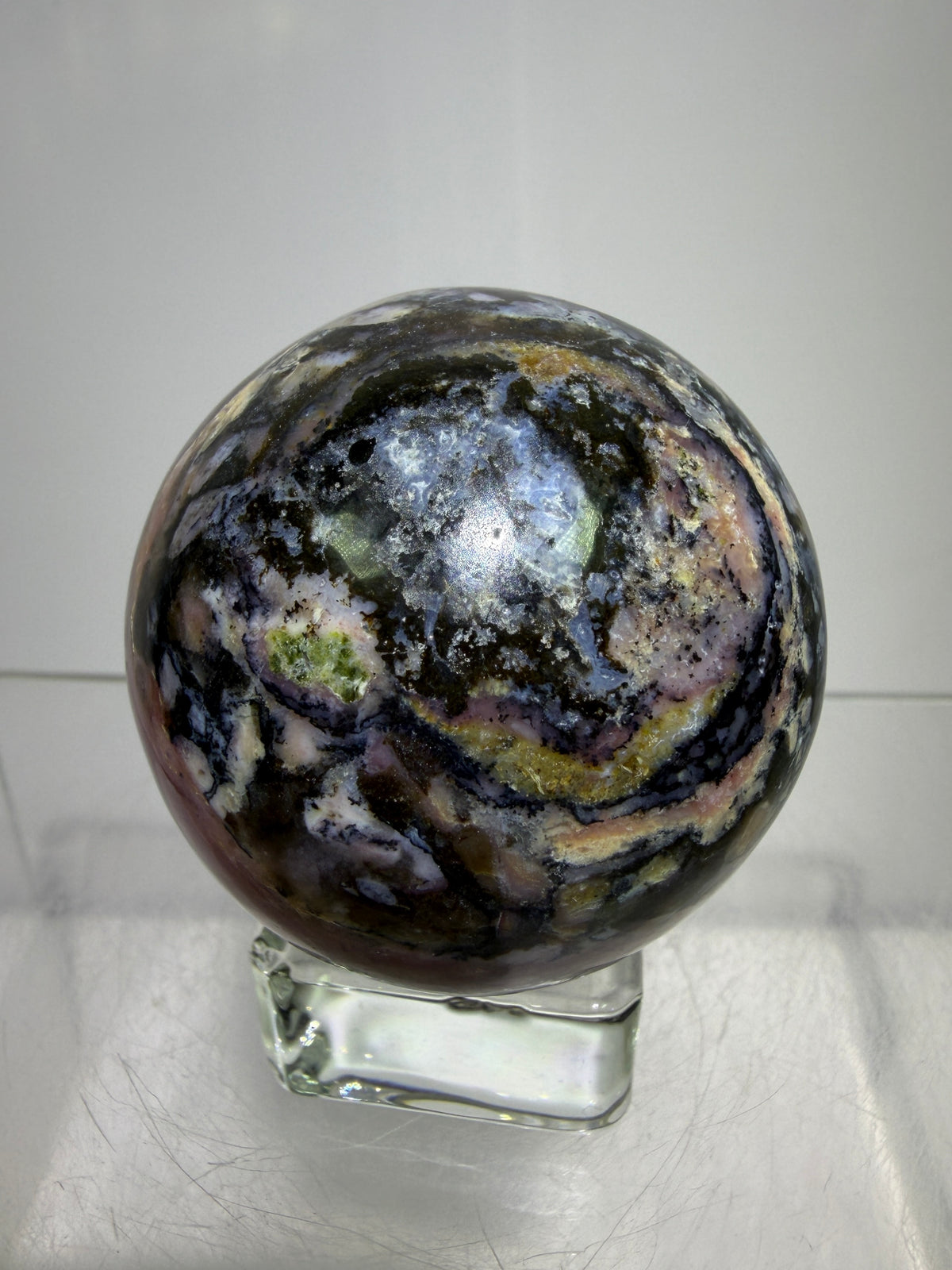 Strawberry Pink Opal Sphere From Peru. Gorgeous Bright Colors And Patterns. Amazing Rare Display Crystal.