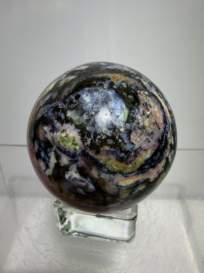 Strawberry Pink Opal Sphere From Peru. Gorgeous Bright Colors And Patterns. Amazing Rare Display Crystal.