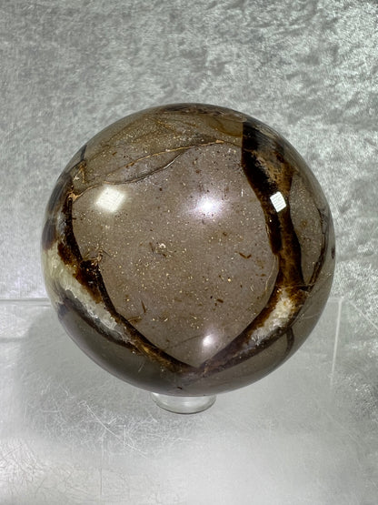 Septarian Crystal Sphere. 65mm. Amazing Dragons Egg Display Crystal. Extraordinary Mineral From Madagascar.