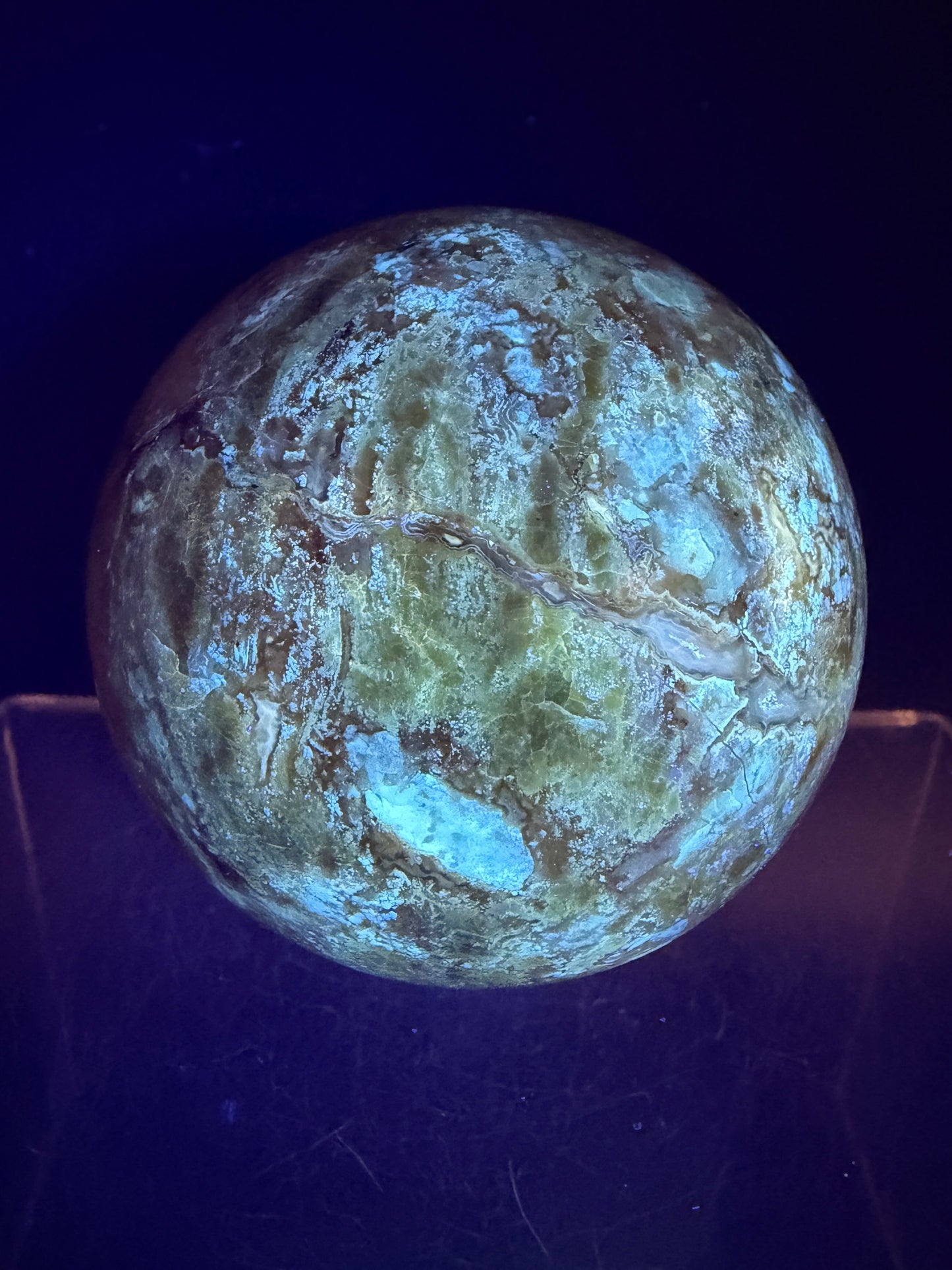 Green Opal Sphere From Madagascar. 62mm. Gorgeous Shades Of Green. Beautiful Display Crystal.