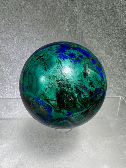 Azurite, Chrysocolla, and Malachite Crystal Sphere. 62mm. High Quality With Gorgeous Colors. Awesome Rare Display Piece!