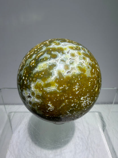 Ocean Jasper Sphere. 52mm. Beautiful Sugar Druzy Sphere. High Quality Amazing Display Crystal