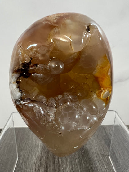 Flower Agate Freeform. Stunning Botryoidal Druzy. Very Unique Display Crystal.