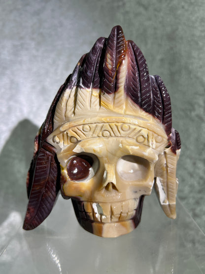 Mookaite Crystal Skull Carving. High Quality Crystal Indian Skull. Amazing Piece Of Art.