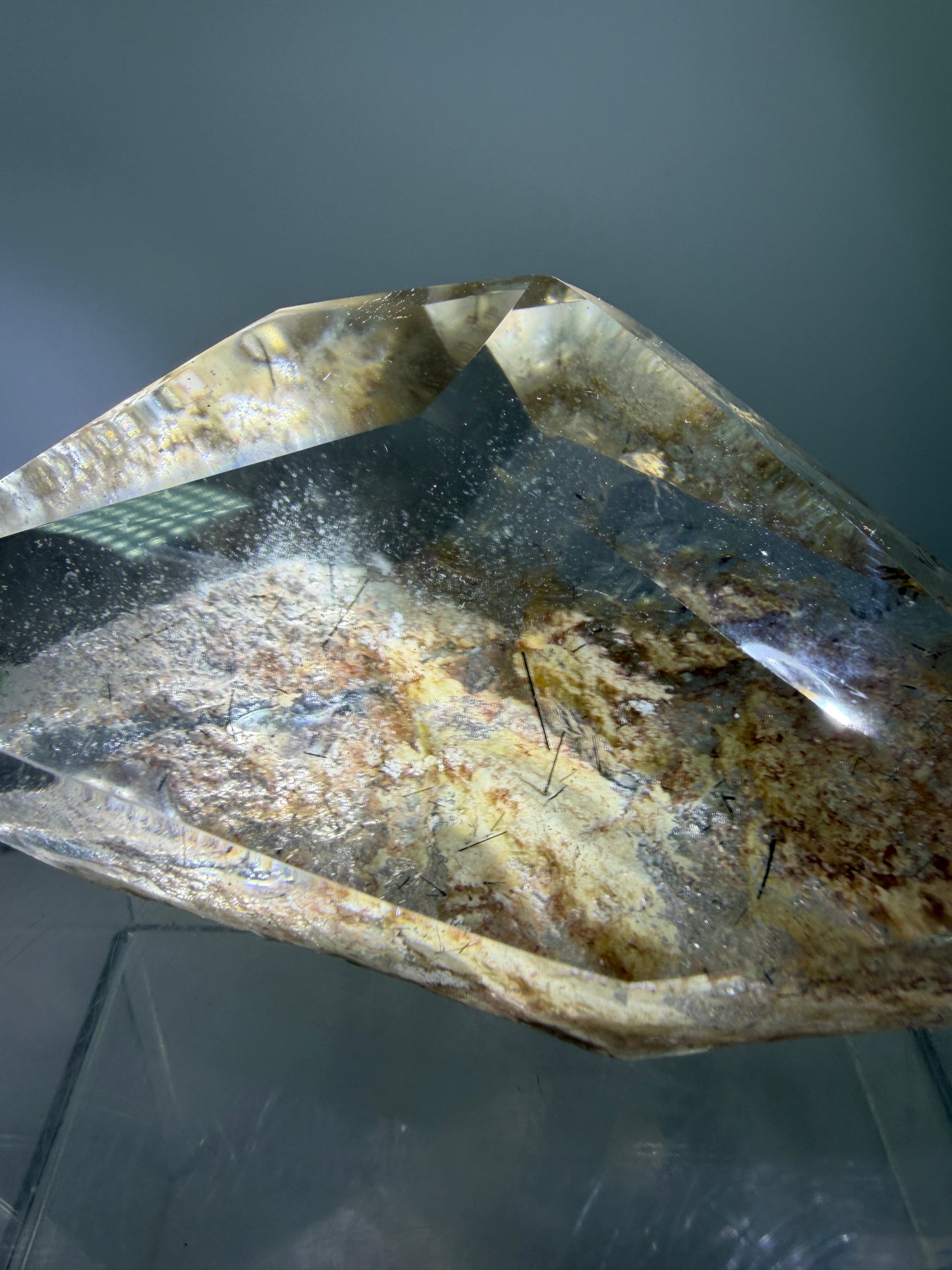 Garden Quartz Polished Freeform. Gorgeous Tourmaline And Scenic Quartz From Brazil. Very High Quality Lodolite Freeform.