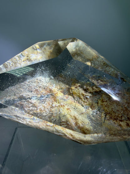 Garden Quartz Polished Freeform. Gorgeous Tourmaline And Scenic Quartz From Brazil. Very High Quality Lodolite Freeform.