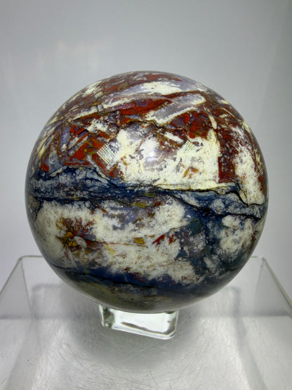 Pietersite Crystal Sphere. 72mm. Stunning Red And Blue Pietersite Crystal. High Quality Rare Display Sphere.