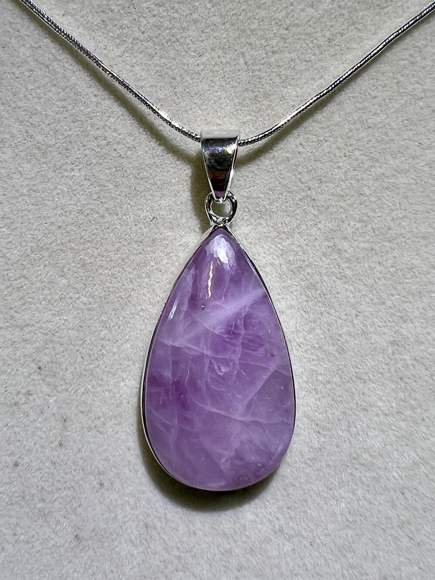 Kunzite Crystal Pendant. Beautiful S925 Silver Crystal Jewelry. Amazing Colors With Great Flash!