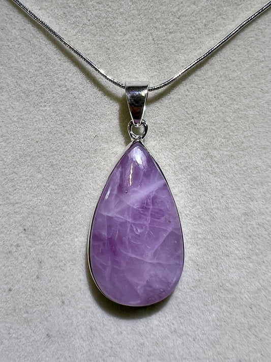 Kunzite Crystal Pendant. Beautiful S925 Silver Crystal Jewelry. Amazing Colors With Great Flash!