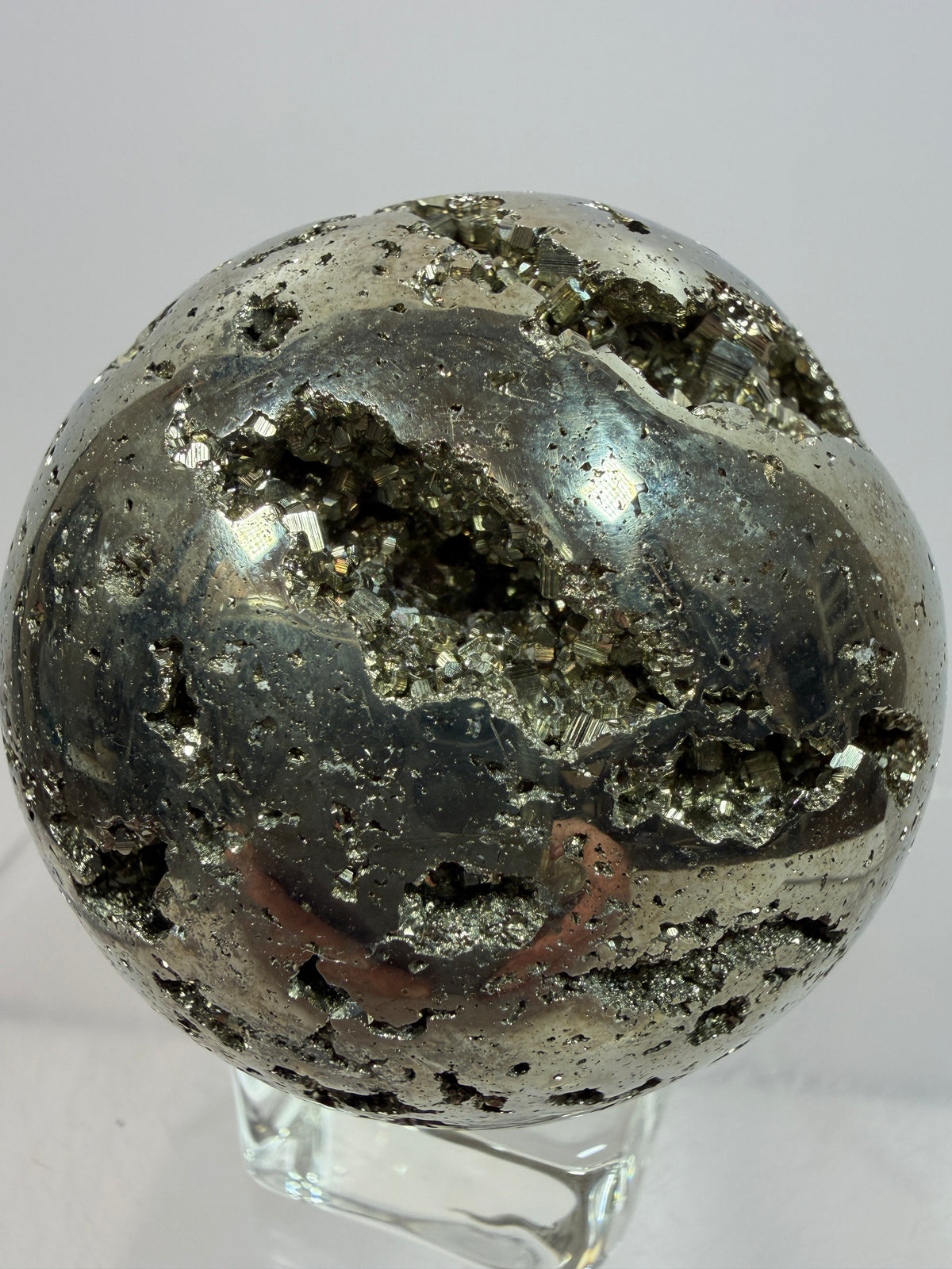 Pyrite Crystal Sphere. 52mm World Class Display Sphere From Peru. Gorgeous Top Quality Cubic Druzy