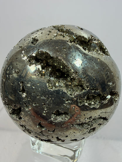 Pyrite Crystal Sphere. 52mm World Class Display Sphere From Peru. Gorgeous Top Quality Cubic Druzy