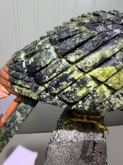 Hand Carved Crystal Parrot From Peru. Extra Large High Quality Display Crystal. Hand Crafted By Local Artisans