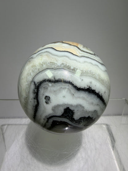 Banded Zebra Calcite Sphere. 55mm. Gorgeous Calcite Display Sphere. Rare Colors With Stunning Patterns