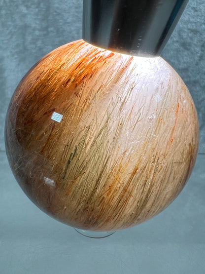 Tourmalinated Quartz Sphere. 53mm. Gorgeous Red And Green Tourmaline Inclusions. Stunning Rare Display Sphere.